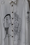 ARCHIVIO J.M.Ribot 24 Autumn and Winter Hand-painted Embroidered Shirt Italy AJM-SH42/MI/RI-0 White